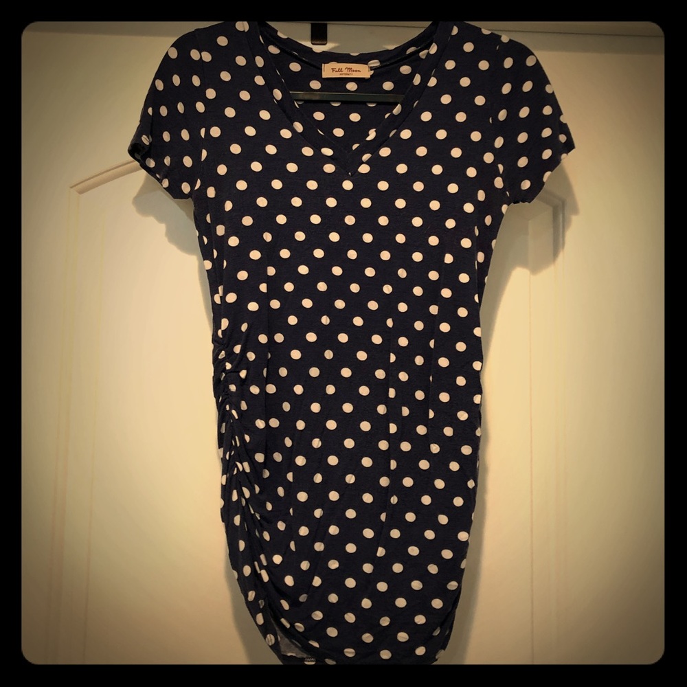 Full Moon maternity top. Navy/white. Small.